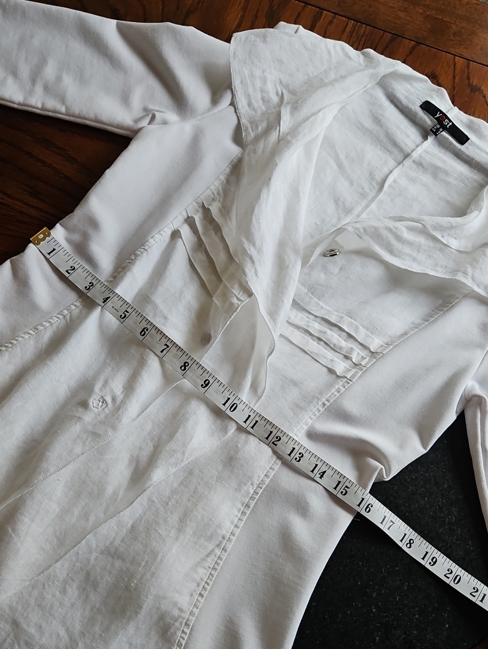 Yest White Linen/Cotton A-line Boho Chic Overshirt Blazer Size 4 - Picture 14 of 15